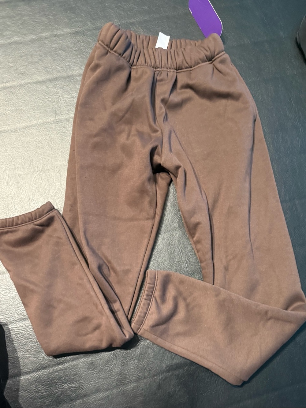 Fleece Brown Elastic Waist Lounge Pants XS